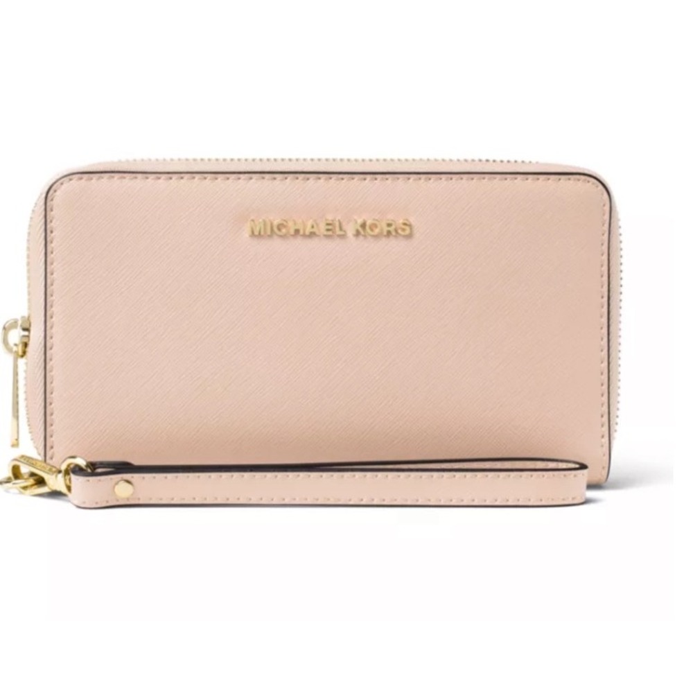 MICHAEL Michael Kors‎ Jet Set Large Flat Multi Function Phone Case Champagne NEW